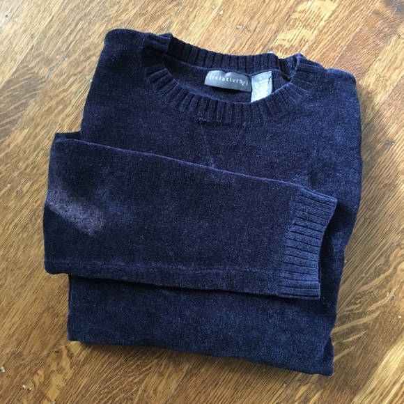 Relativity Sweaters - Relativity // Navy Chenille Crew Neck Sweater M